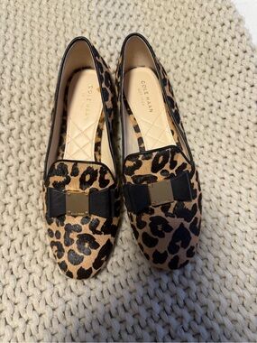 Cole Haan Leopard-Print Bow Loafers - Tan & Black